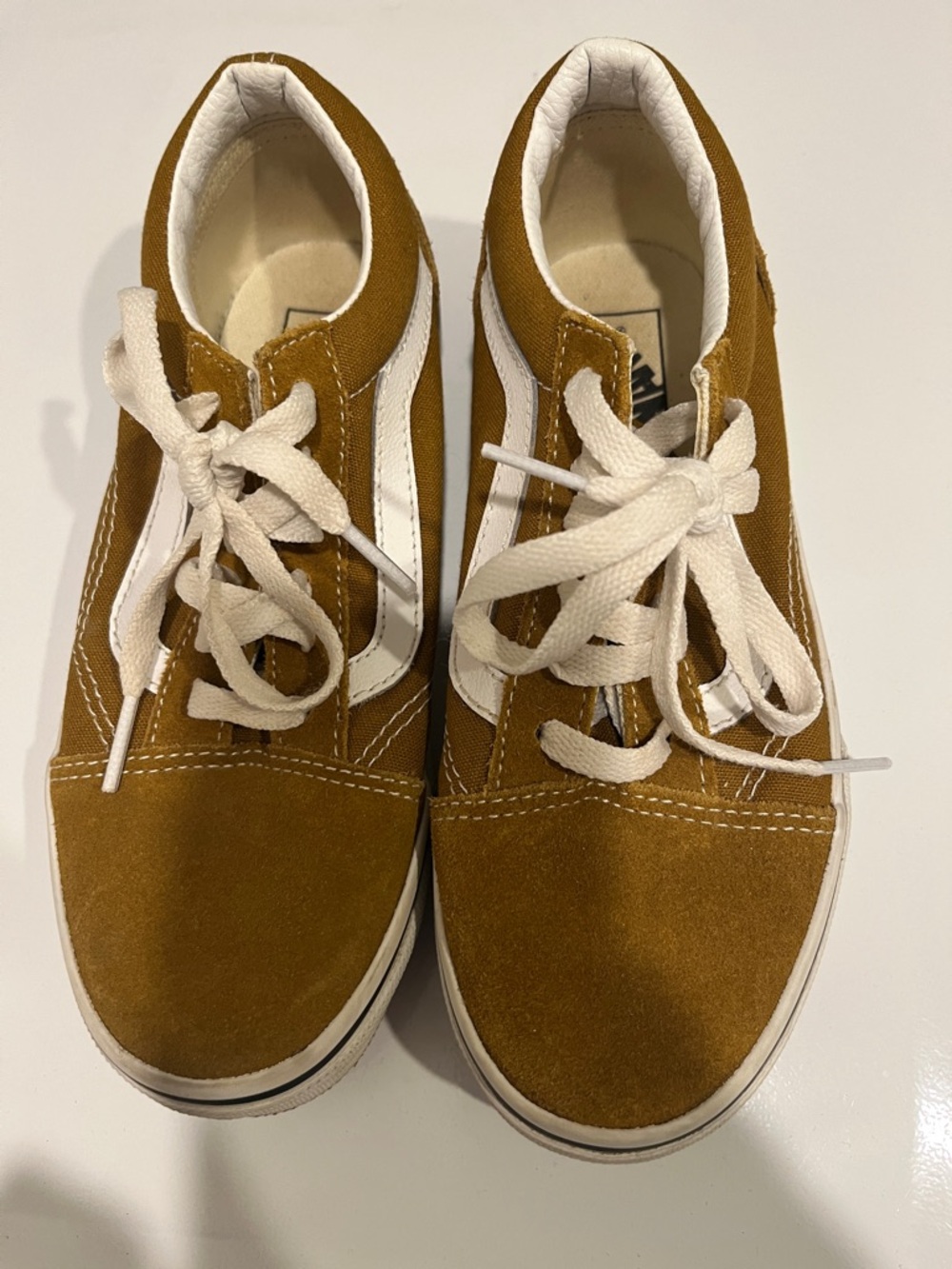 Vans Kids Old Skool Sneakers in Mustard and White